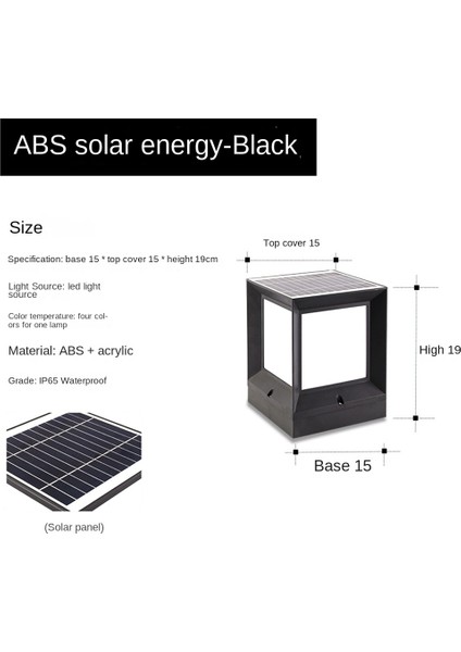 LED Güneş Sütun Far Güneş Enerjili Ayağı Lambası Açık Su Geçirmez Duvar Lambası Avlu Peyzaj Bahçe Için 15 cm (Yurt Dışından)