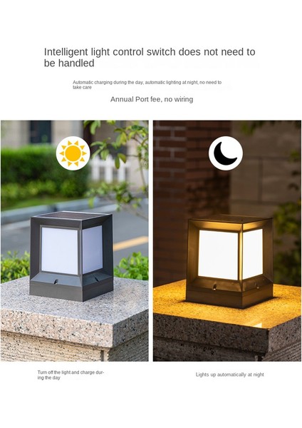 LED Güneş Sütun Far Güneş Enerjili Ayağı Lambası Açık Su Geçirmez Duvar Lambası Avlu Peyzaj Bahçe Için 15 cm (Yurt Dışından)