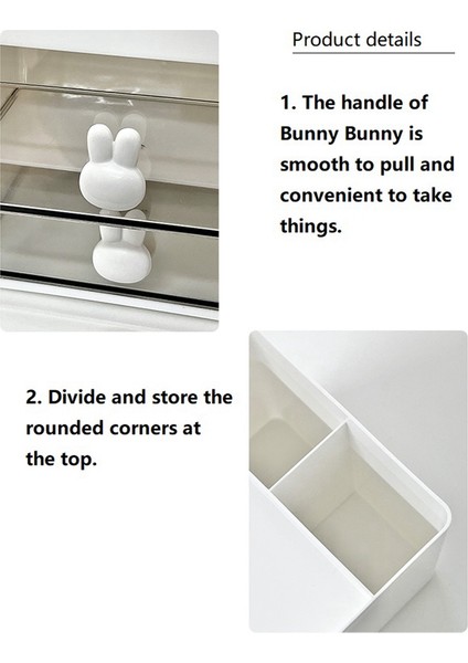 2 Adet Karikatür Kalemlik Şeffaf Çekmece Tavşan Saklama Kutusu Çocuk Öğrenci Ofis Masaüstü Süsleri (Yurt Dışından) fiyatları