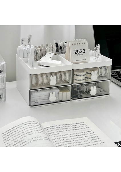 2 Adet Karikatür Kalemlik Şeffaf Çekmece Tavşan Saklama Kutusu Çocuk Öğrenci Ofis Masaüstü Süsleri (Yurt Dışından) fırsatları