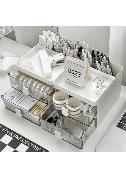 2 Adet Karikatür Kalemlik Şeffaf Çekmece Tavşan Saklama Kutusu Çocuk Öğrenci Ofis Masaüstü Süsleri (Yurt Dışından) indirimleri