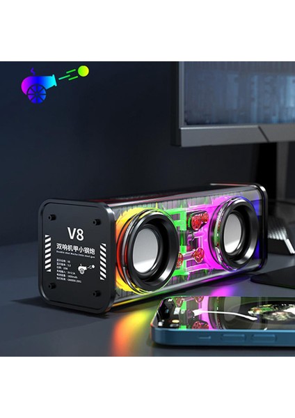 Şeffaf Bluetooth Hoparlörler Rgb Işık Kablosuz Açık Hava Sporları Bluetooth Ses Tws Subwoofer Hoparlör-Siyah (Yurt Dışından)