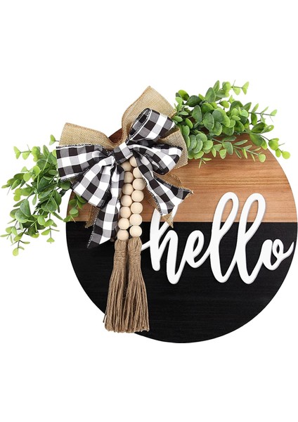 Hoşgeldiniz Kapı Burcu/rustik Ev Dekor Ön Kapı Yatak Odası Ahşap Asılı Duvar Alınlıkları Rustik Ahşap Boncuklu Siyah (Yurt Dışından)