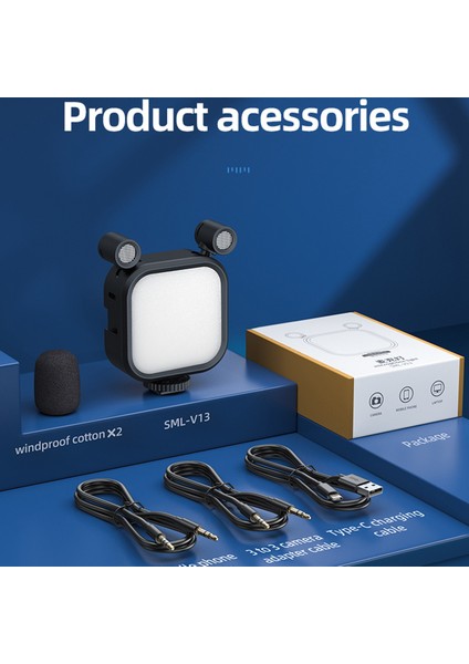 2500K-9000K Mikrofon LED Dolgu Işığı LED Mini Video Vlog Akıllı Telefon Slr Kamera Için Tam Renkli Rgb Mikrofon Işığı V03-BLACK (Yurt Dışından)