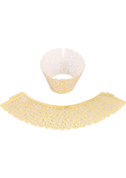 Vine Cupcake Tutucular Telkari Asma Tasarlanmış Dekor Sararlar Cupcake Muffin Kağıt Tutucular - 50 Adet (Parlak Altın) (Yurt Dışından)