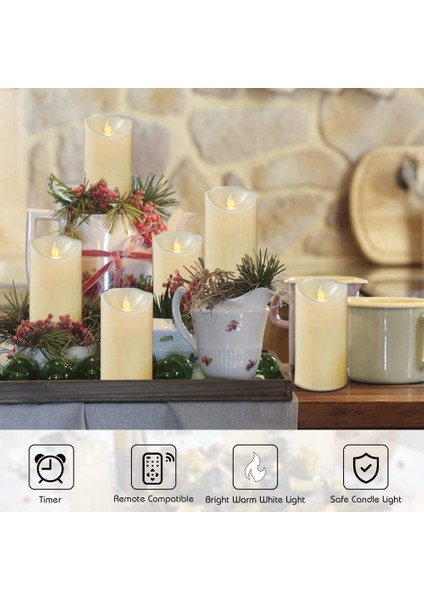Uzaktan Kumanda ve Zamanlayıcı ile Çalışan Titreşen Alevsiz Mumlar, Iç Mekan Dış Mekan Dekorasyonu Için 3x6 Inç (Yurt Dışından) fiyatları