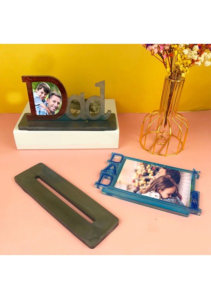 2 Adet Dıy Fotoğraf Baba Standı Seti Dekoratif Silikon Kalıp Babalar Günü Kristal Epoksi Reçine Kalıp A (Yurt Dışından) modelleri