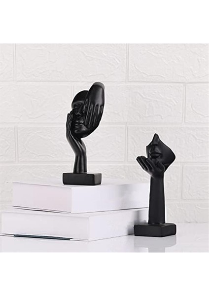 2 Pcs Heykeli, Siyah Soyut Sanat Heykel Modern Dekorasyon Masaüstü Dekorasyon Noel Yeni Yıl Hediyesi (Yurt Dışından)