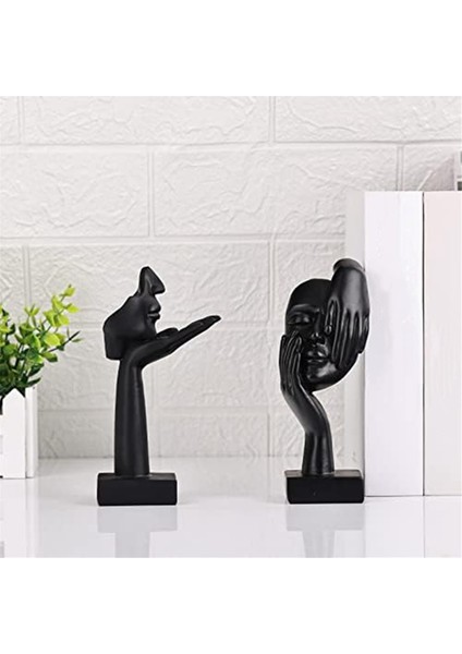 2 Pcs Heykeli, Siyah Soyut Sanat Heykel Modern Dekorasyon Masaüstü Dekorasyon Noel Yeni Yıl Hediyesi (Yurt Dışından)