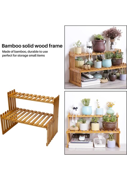 2 Kat Bambu Depolama Rafı Mutfak Baharat Kavanoz Şişe Baharat Rafı Dekorasyon Organizatör Raf Ev Masaüstü Rafları (Yurt Dışından) fiyatları