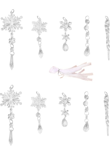 10 Adet Akrilik - Buz Sarkıtları Noel Kar Tanesi Kolye Noel Ağacı Icicle Asılı Süsler Noel Dekorasyon Seti (Yurt Dışından) fiyatları