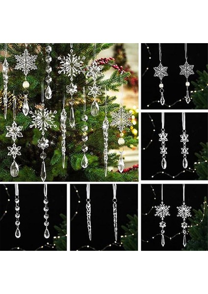 10 Adet Akrilik - Buz Sarkıtları Noel Kar Tanesi Kolye Noel Ağacı Icicle Asılı Süsler Noel Dekorasyon Seti (Yurt Dışından) indirimleri