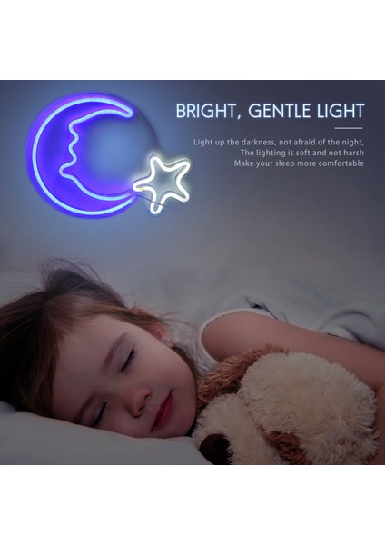 LED Ay Yıldız Şekilli Neon Tabelalar Dekor Duvar Dekor Sanat Ev Dekorasyon, Yatak Odası, Salon, Ofis, Düğün Için Işık Burcu (Yurt Dışından)