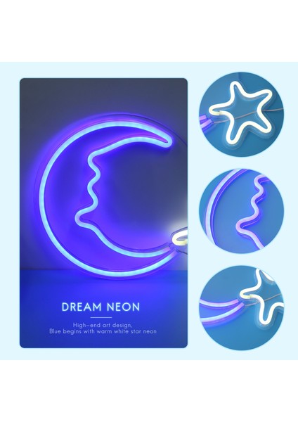 LED Ay Yıldız Şekilli Neon Tabelalar Dekor Duvar Dekor Sanat Ev Dekorasyon, Yatak Odası, Salon, Ofis, Düğün Için Işık Burcu (Yurt Dışından)