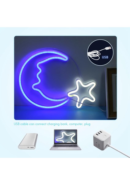 LED Ay Yıldız Şekilli Neon Tabelalar Dekor Duvar Dekor Sanat Ev Dekorasyon, Yatak Odası, Salon, Ofis, Düğün Için Işık Burcu (Yurt Dışından)