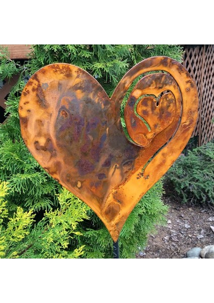 Bahçede 1 Adet Kalp 14GA Metalden Yapılmış Paslı Kalp Bahçede Kalp Kazığı (Yurt Dışından) fırsatları