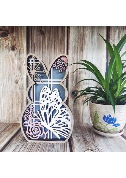 Paskalya Ahşap El Sanatları Hollow Tavşan Kelebek Paskalya Süslemeleri Ev Partisi Masaüstü Süsleme Için (Yurt Dışından) modelleri