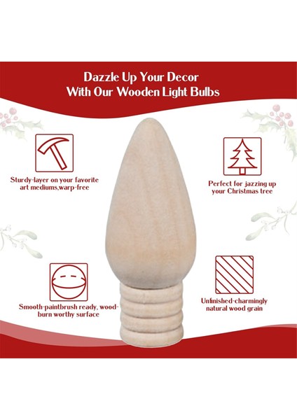 25 Adet Ahşap Noel Ampul El Sanatları ve Noel Kaynağı Için Bitmemiş Ahşap Süsler, 2 Inç Yüksek (Yurt Dışından) modelleri