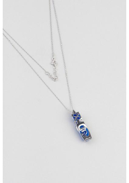 Safir Işıltısı 18 Ayar Beyaz Altın Kaplama 44 cm Gümüş Tasarım Kolye fiyatları
