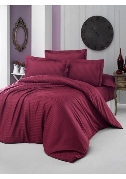 Pamuklu Otel Serisi (Çarşafsız) Çizgili Çift Kişilik Nevresim Seti