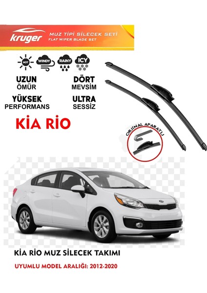 Kia Rio Ön Cam Muz Silecek Seti 1.0 1.25 1.4 Motor Araca Özel Orjinal Aparat 2012-2020