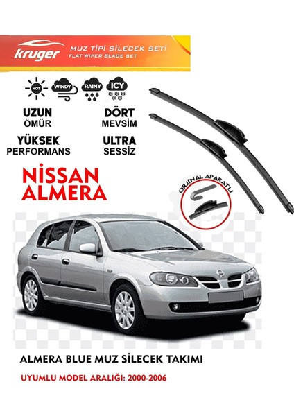 Nissan Almera Ön Cam Silecek Seti 1.6 1.5 1.8 2.0 Motor Araca Özel Orjinal APARAT(2000-2006) Arası