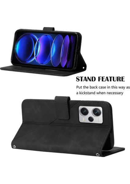 Xiaomi Redmi Note 12 Pro+ Için Kabartmalı Pu Deri Stand Cüzdan Telefon Kılıfı - Siyah (Yurt Dışından) fiyatları
