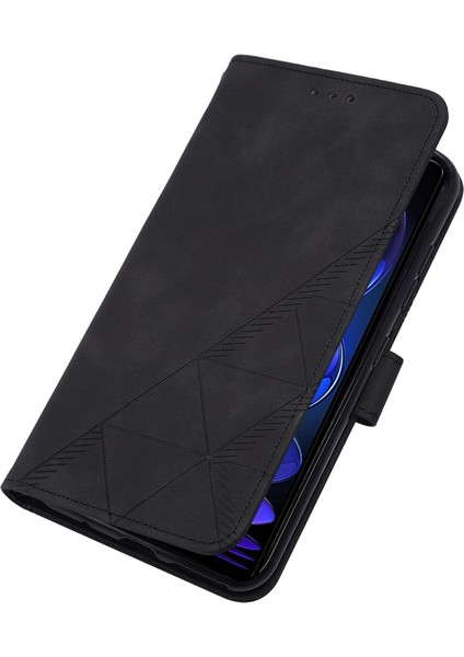 Xiaomi Redmi Note 12 Pro+ Için Kabartmalı Pu Deri Stand Cüzdan Telefon Kılıfı - Siyah (Yurt Dışından) modelleri