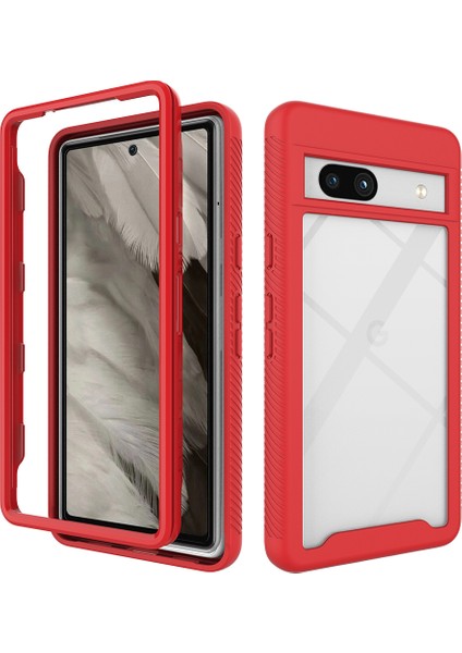 Google Pixel 7A Için Hibrit Bumper Tam Koruma Telefon Kılıfı - Kırmızı (Yurt Dışından)