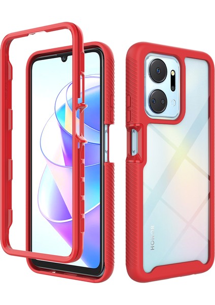 Honor X7A Için Hibrit Bumper Tam Koruma Telefon Kılıfı - Kırmızı (Yurt Dışından)