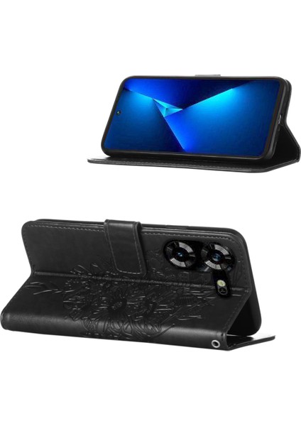 Tecno Pova 5 LH7N Için Kelebek Pu Deri Çevirmeli Cüzdan Stand Telefon Kılıfı - Siyah (Yurt Dışından) indirimleri