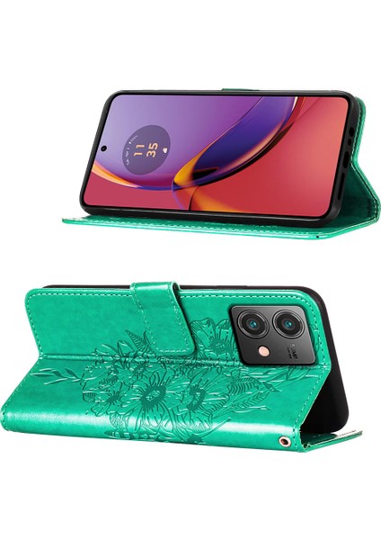 Motorola Moto G84 Için Kelebek Pu Deri Çevirmeli Cüzdan Stand Telefon Kılıfı - Yeşil (Yurt Dışından) indirimleri