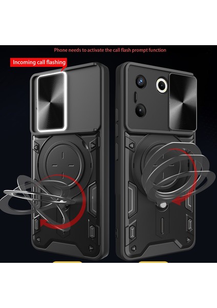 Tecno Camon 20 Pro Için Çift Katmanlı Telefon Kılıfı, Slayt Kamera Kapağı ve Metal Gizli Braket ile Kırmızı (Yurt Dışından) fiyatları