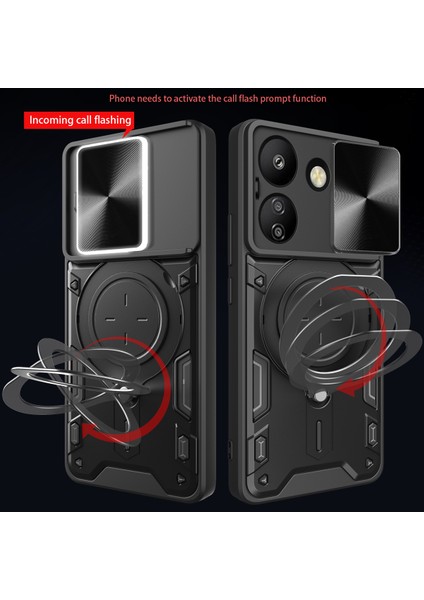 Xiaomi Redmi 13C Için Çift Katmanlı Telefon Kılıfı, Slayt Kamera Kapağı ve Metal Gizli Braket ile Mavi (Yurt Dışından)