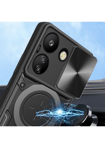 Xiaomi Redmi 13C Için Çift Katmanlı Telefon Kılıfı, Slayt Kamera Kapağı ve Metal Gizli Braket ile Mor (Yurt Dışından)