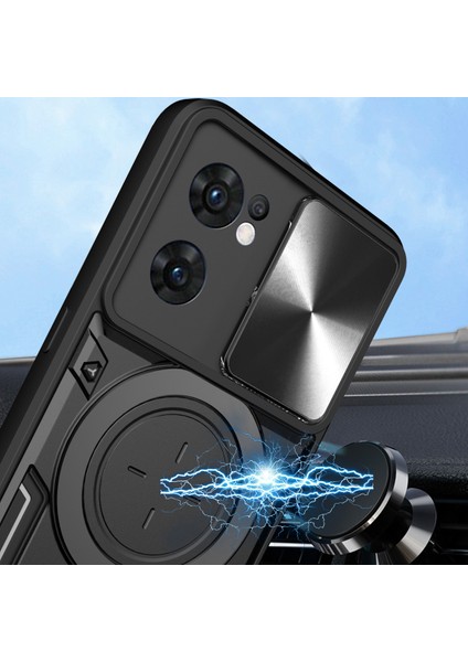 Oppo Reno7 5g Için Çift Katmanlı Telefon Kılıfı, Slayt Kamera Kapağı ve Metal Gizli Braket ile Rose Gold (Yurt Dışından)