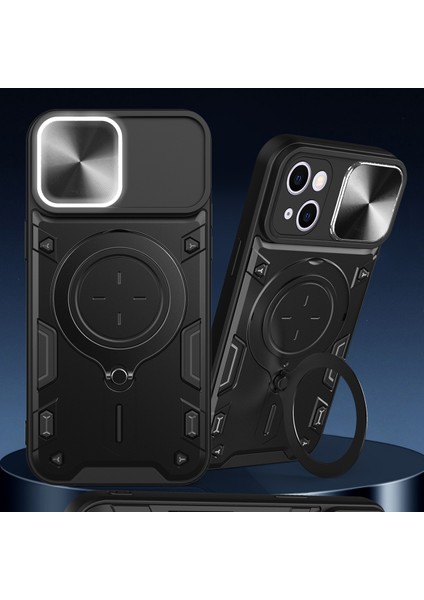 iPhone 14 Plus Için Çift Katmanlı Telefon Kılıfı, Slayt Kamera Kapağı ve Metal Gizli Braket ile Gümüş (Yurt Dışından) indirimleri