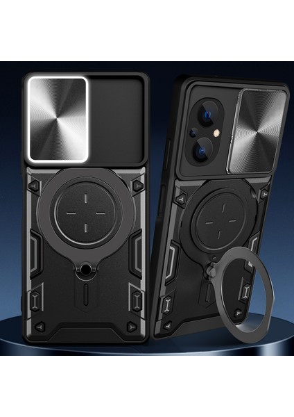 Xiaomi Poco M5 Için Çift Katmanlı Telefon Kılıfı, Slayt Kamera Kapağı ve Metal Gizli Braket ile Kırmızı (Yurt Dışından) indirimleri
