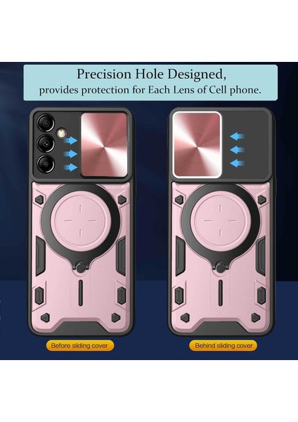 Samsung Galaxy A14 5g/4g Için Çift Katmanlı Telefon Kılıfı, Slayt Kamera Kapağı ve Metal Gizli Braket ile Rose Gold (Yurt Dışından) fiyatları