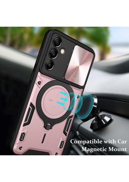 Samsung Galaxy A14 5g/4g Için Çift Katmanlı Telefon Kılıfı, Slayt Kamera Kapağı ve Metal Gizli Braket ile Rose Gold (Yurt Dışından) modelleri