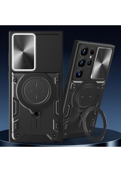 Samsung Galaxy S23 Ultra Için Çift Katmanlı Telefon Kılıfı, Slayt Kamera Kapağı ve Metal Gizli Braket ile Mavi (Yurt Dışından) indirimleri