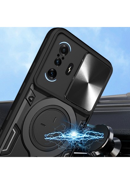 Xiaomi Poco F3 Gt /redmi K40 Gaming Için Çift Katmanlı Telefon Kılıfı, Slayt Kamera Kapağı ve Metal Gizli Braket ile Mavi (Yurt Dışından) modelleri