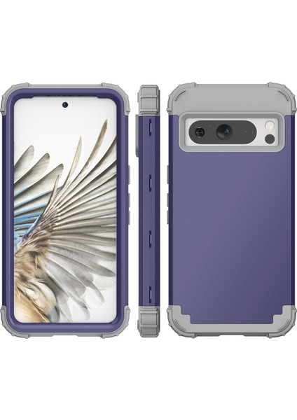 Google Pixel 8 Için Yumuşak Silikon Sert Pc Tampon Telefon Kılıfı - Mor (Yurt Dışından)