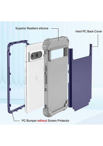 Google Pixel 8 Için Yumuşak Silikon Sert Pc Tampon Telefon Kılıfı - Mor (Yurt Dışından)