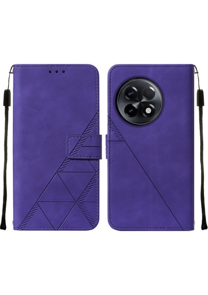 Oneplus 11R / Ace 2 Için Kabartmalı Pu Deri Stand Cüzdan Telefon Kılıfı - Mor (Yurt Dışından)