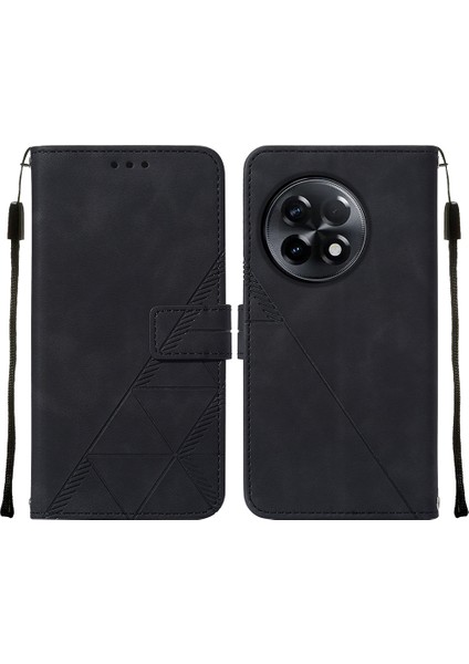 Oneplus 11R / Ace 2 Için Kabartmalı Pu Deri Stand Cüzdan Telefon Kılıfı - Siyah (Yurt Dışından)