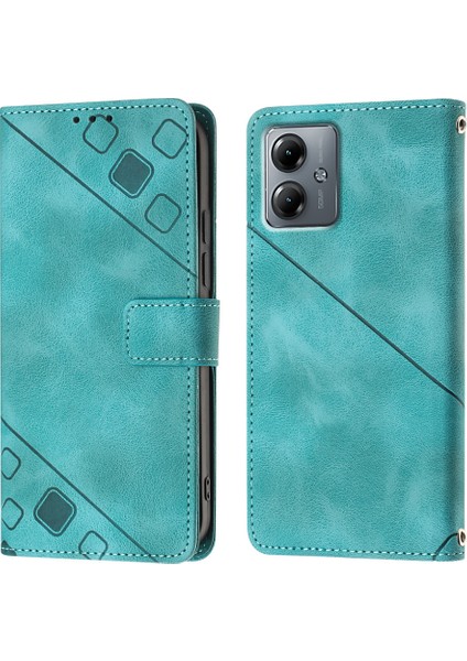 Motorola Moto G14 Için Kabartmalı Deri Cüzdan Stand Telefon Kılıfı - Yeşil (Yurt Dışından) modelleri