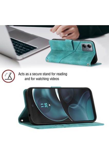Motorola Moto G14 Için Kabartmalı Deri Cüzdan Stand Telefon Kılıfı - Yeşil (Yurt Dışından) fırsatları