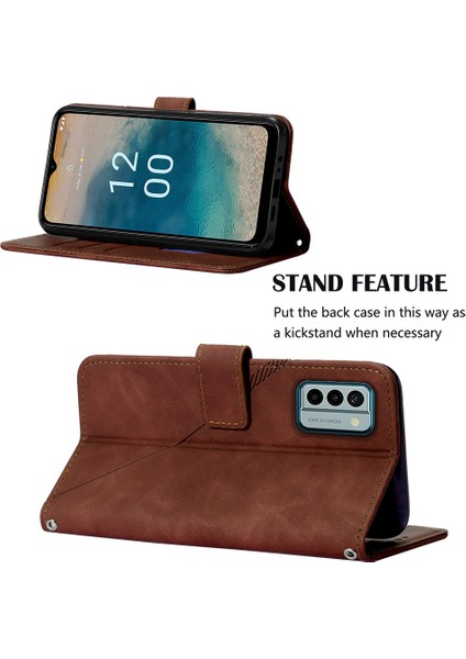 Nokia G22 Için Kabartmalı Pu Deri Stand Cüzdan Telefon Kılıfı - Kahverengi (Yurt Dışından) fiyatları
