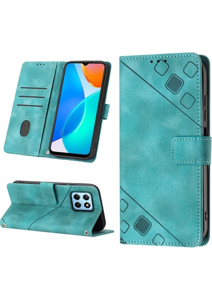 Honor X6 /honor X8 5g Için Kabartmalı Deri Cüzdan Stand Telefon Kılıfı - Yeşil (Yurt Dışından)
